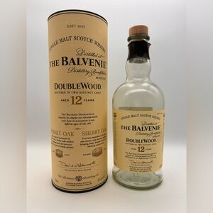 The Balvenie Scotch DoubleWood 12 750 ml empty whisky bottle and tube